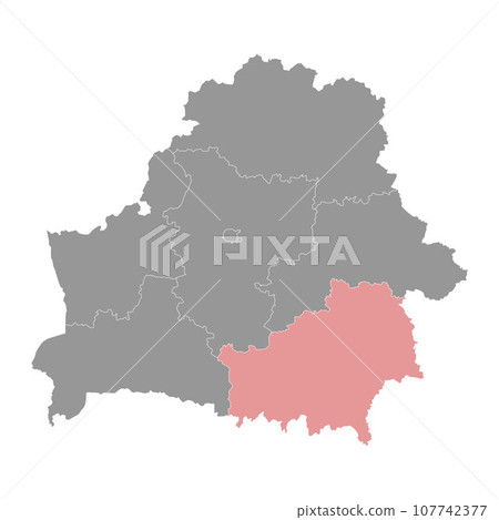 Gomel region map, administrative division of Belarus. Gomel region map, administrative division of Belarus. 107742377