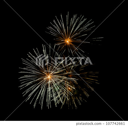 Beautiful fireworks display on celebration night 107742661