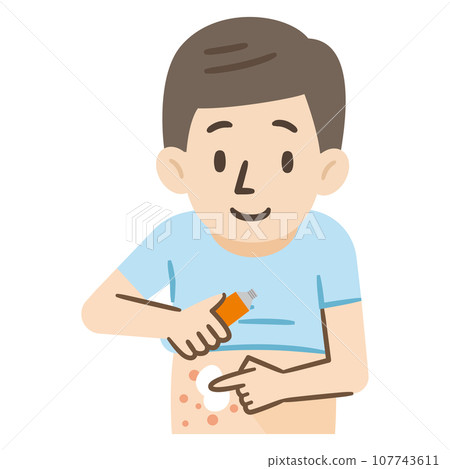 Illustration of a man applying medicine to eczema Illustration of a man applying medicine to eczema 107743611