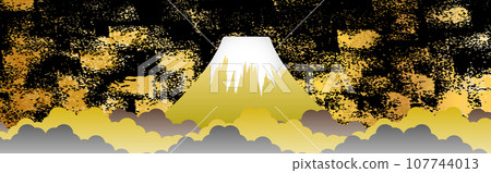 Illustration of a sea of clouds and mountains arranged with brush effects Illustration of a sea of clouds and mountains arranged with brush effects 107744013