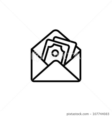 Envelope with money inside icon. Thin linear envelope with money inside outline icon isolated on white background from business collection. Line vector sign, symbol for web and mobile Envelope with money inside icon. Thin linear envelope with money inside outline icon isolated on white background from business collection. Line vector sign, symbol for web and mobile 107744083