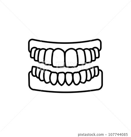 Human Jaw Anatomy with Teeth Line Icon. Healthy Smile Linear Pictogram. False Tooth. Oral Hygiene. Dentistry Outline Symbol. Dental Treatment. Editable Stroke. Isolated Vector Illustration. Human Jaw Anatomy with Teeth Line Icon. Healthy Smile Linear Pictogram. False Tooth. Oral Hygiene. Dentistry Outline Symbol. Dental Treatment. Editable Stroke. Isolated Vector Illustration. 107744085