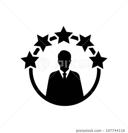Customer experience icon. Five star satisfaction rating icon isolated on white background Customer experience icon. Five star satisfaction rating icon isolated on white background 107744116