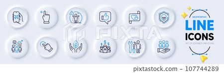 Love letter, Salary employees and Rotation gesture line icons for web app. Pack of Cyber attack, Like, Flight mode pictogram icons. Social distance, Best buyers, Repairman signs. Vector 107744289