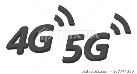 3D vector 4G, 5G icons. Wireless communication technology concept. High speed data wireless connection symbols. 3D render illustration isolated on a white background 107744330