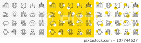 Outline Cogwheel, Puzzle and Winner line icons pack for web with Teamwork, Fake news, Shopping line icon. Accounting, Restroom, Rank star pictogram icon. Coffee cup, Bid offer, Uv protection. Vector Outline Cogwheel, Puzzle and Winner line icons pack for web with Teamwork, Fake news, Shopping line icon. Accounting, Restroom, Rank star pictogram icon. Coffee cup, Bid offer, Uv protection. Vector 107744627