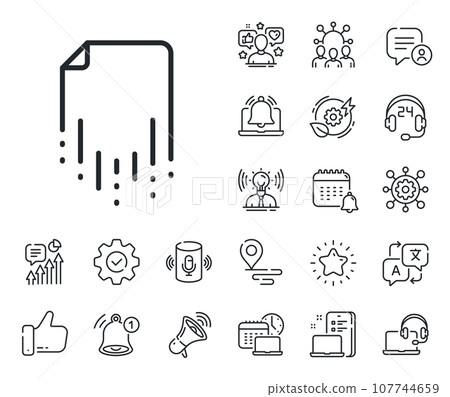 Backup data sign. Place location, technology and smart speaker outline icons. Recovery file line icon. Restore document symbol. Recovery file line sign. Influencer, brand ambassador icon. Vector 107744659