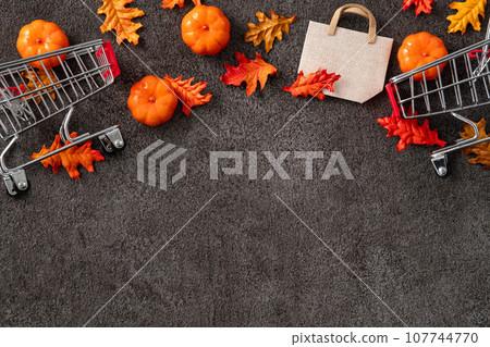 autumn shopping cart sale background Autumn shopping ショッピング autumn shopping cart sale background Autumn shopping ショッピング 107744770