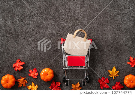 秋天 購物 購物車 銷售 背景 Autumn shopping ショッピング 107744774