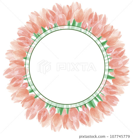 Hand drawn watercolor cream tulips bouquet frame on white background. Can be used for Scrapbook, post card, boarder, invitation, album. Hand drawn watercolor cream tulips bouquet frame on white background. Can be used for Scrapbook, post card, boarder, invitation, album. 107745779