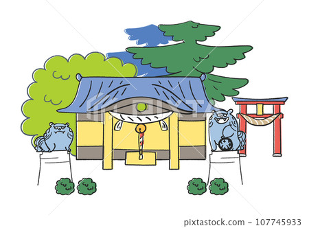 Unpopular quiet shrine illustration material 107745933