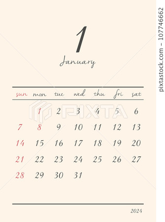 2024_January_Stylish Calendar_Vertical 107746662