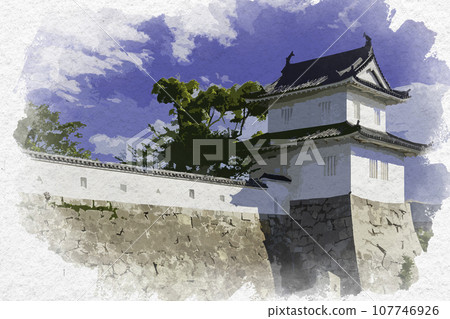 Watercolor painting style Ako Castle Otesumi Yagura Ako City, Hyogo Prefecture 107746926