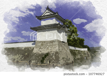 Watercolor painting style Ako Castle Otesumi Yagura Ako City, Hyogo Prefecture 107746927