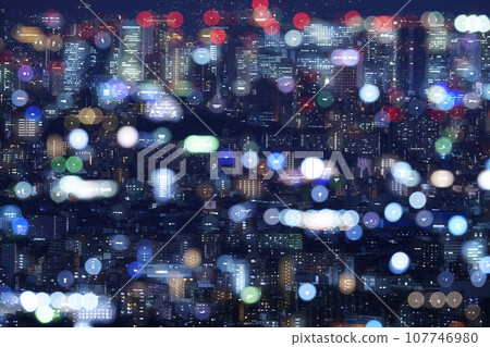 Blurred night view Osaka plains distant view 107746980