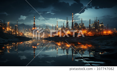 Night view of the industrial complex at night 107747082