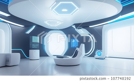 A futuristic room and interior that looks like the inside of a spaceship A futuristic room and interior that looks like the inside of a spaceship 107748192