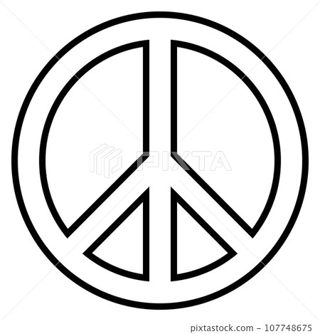 Peace symbol - circle peace sign, black and white vector illustration, isolated on white 107748675