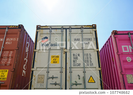 Colorful and unique maritime containers 107748682