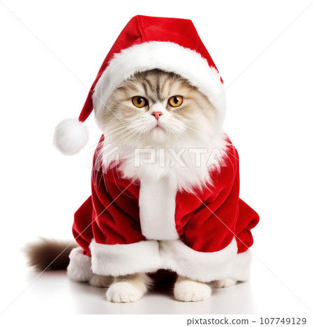 Cat wearing Santa hat, Christmas concept 107749129