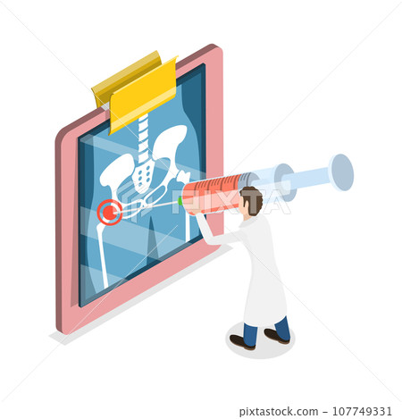 3D Isometric Flat Vector Illustration of Hip Joint Cortisone Injection. Item 3 3D Isometric Flat Vector Illustration of Hip Joint Cortisone Injection. Item 3 107749331