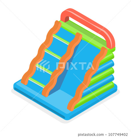 3D Isometric Flat Vector Set of Bouncy Inflatable Castles. Item 1 3D Isometric Flat Vector Set of Bouncy Inflatable Castles. Item 1 107749402