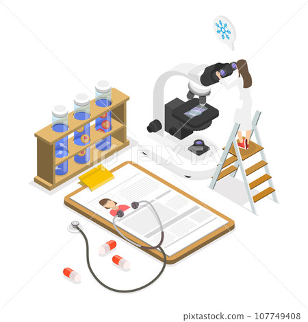 3D Isometric Flat Vector Illustration of Egg Cell Cryopreservation. Item 2 107749408