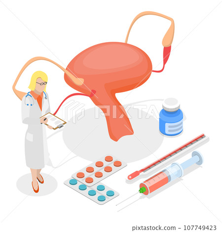 3D Isometric Flat Vector Set of Gynecologist, Dentist, Optometrist And Andrologist. Item 4 107749423