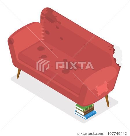 3D Isometric Flat Vector Set of Broken Furniture. Item 6 107749442