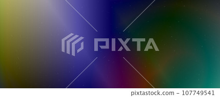 Background with trendy gradient and noise. iridescent colors. Glare from lenses, overlay texture. Vector banner with dust and smooth color transition. 107749541