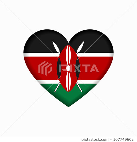 Kenyan flag heart-shaped sign. Vector illustration. 107749602