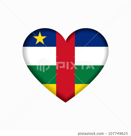 Central African Republic flag heart-shaped sign. Vector illustration. 107749625