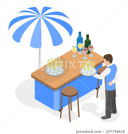 3D Isometric Flat Vector Set of Fair Kiosks. Item 1 3D Isometric Flat Vector Set of Fair Kiosks. Item 1 107749626