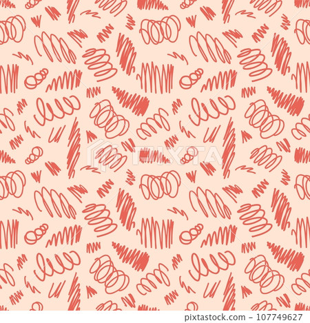 Hand drawn vector marker scribble seamless pattern. Vector scrawl ornament for textile prints, wrapping paper, wallpapers 107749627