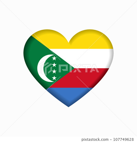 Comoros flag heart-shaped sign. Vector illustration. Comoros flag heart-shaped sign. Vector illustration. 107749628