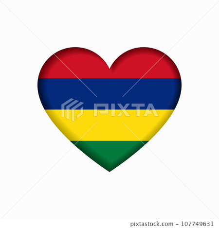 Mauritius flag heart-shaped sign. Vector illustration. 107749631
