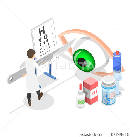 3D Isometric Flat Vector Set of Gynecologist, Dentist, Optometrist And Andrologist. Item 3 107749666