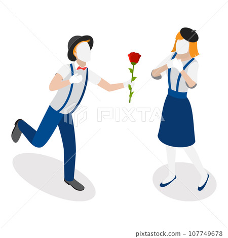 3D Isometric Flat Vector Set of Mime Actors. Item 4 107749678