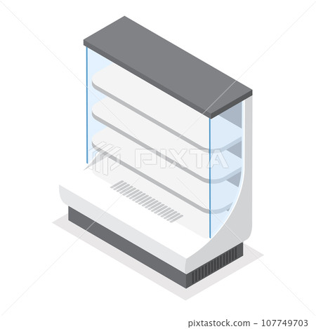 3D Isometric Flat Vector Set of Commercial Display Refrigerators. Item 2 3D Isometric Flat Vector Set of Commercial Display Refrigerators. Item 2 107749703