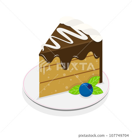 3D Isometric Flat Vector Set of Slices of Different Cakes. Item 2 3D Isometric Flat Vector Set of Slices of Different Cakes. Item 2 107749704