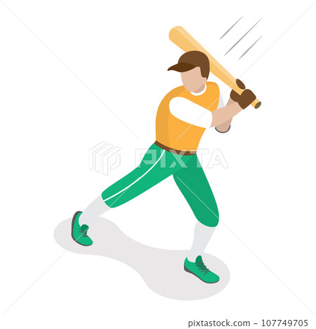 3D Isometric Flat Vector Set of Baseball Players. Item 2 3D Isometric Flat Vector Set of Baseball Players. Item 2 107749705