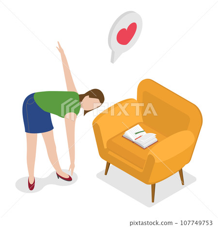 3D Isometric Flat Vector Illustration of Exercise At Work. Item 4 3D Isometric Flat Vector Illustration of Exercise At Work. Item 4 107749753