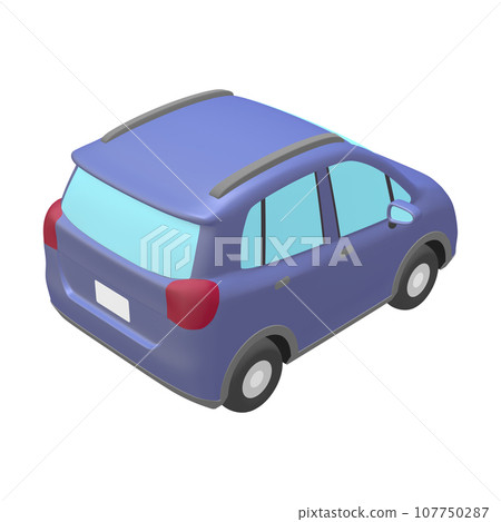 汽車插畫素材變形SUV風格小型車藍色搭配車頂橫桿(1_m) 107750287