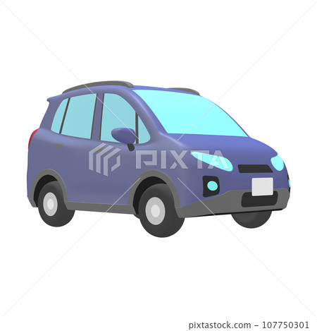 汽車插畫素材變形SUV風格小型車藍色搭配車頂橫桿（1_4） 107750301