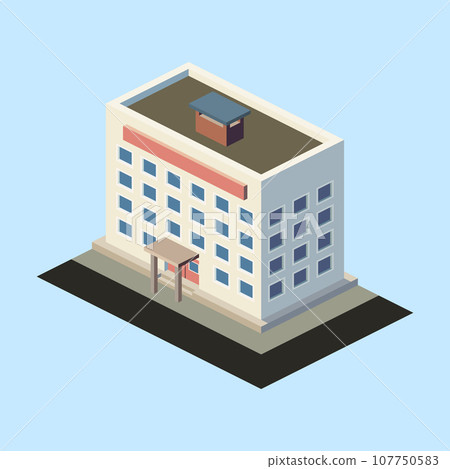 Isometric multi-storey building. Vector illustration. 107750583
