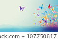 Background with colorful butterflies - concept on the topic of autism awareness. generated  AI 107750617