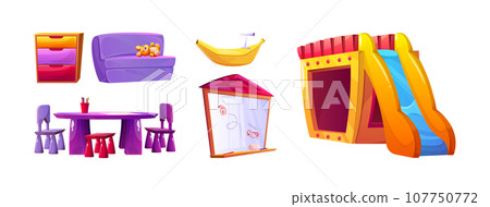 Children playroom design elements set 107750772