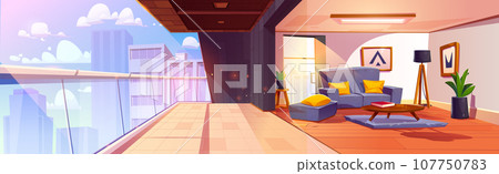 Home balcony and living room interior background Home balcony and living room interior background 107750783