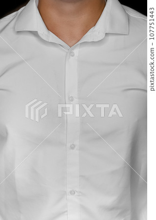 Elegant men's style of clothing white shirt close up Elegant men's style of clothing white shirt close up 107751443