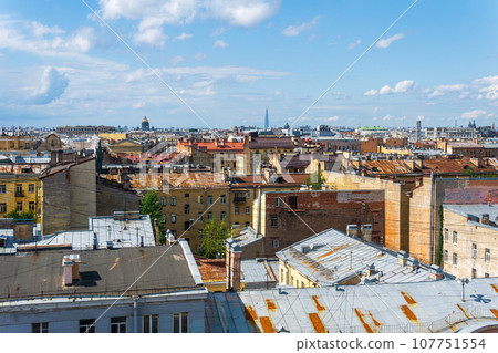 panoramic view of the city roofs in the historical center of Saint Petersburg panoramic view of the city roofs in the historical center of Saint Petersburg 107751554